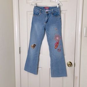 Girls Jeans Embroidery and Sequins Light Blue Size 14